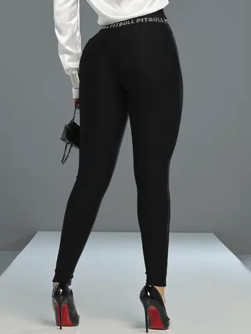 Calça Montaria Preta Com Cintura Perfeita E Elástico Personalizado Pit Bull Jeans