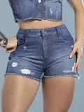 Short Conceito Autêntico com Elástico Lateral e Detalhes de Strass Pit Bull Jeans