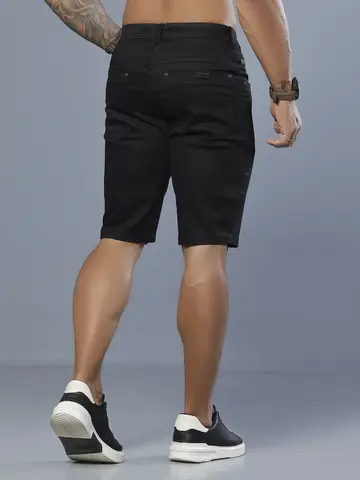 Bermuda Masculina Preta Sofisticada e Confortável com Amarração Pit Bull Jeans