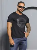 Camiseta Masculina Preta Com Gola O Estilosa