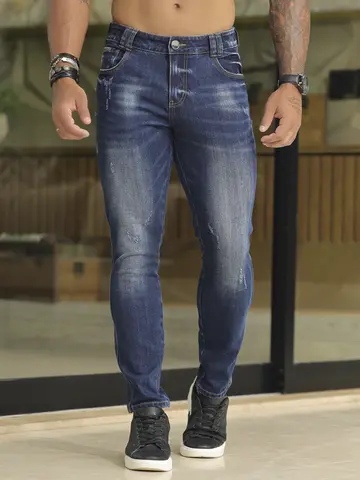 Calça Masculina Confortável e Estilosa com Detalhes Puídos Pit Bull Jeans