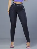 Calça Skinny Modeladora com Cós Largo e Elástico Personalizado Pit Bull Jeans