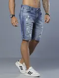 Bermuda Masculina com Estilo Destroyed e Detalhe Lateral Pit Bull Jeans