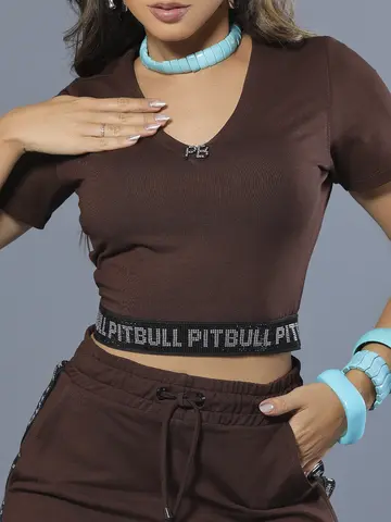 Cropped Manga Curta Confortável e Sofisticado com Elástico Personalizado Pit Bull Jeans