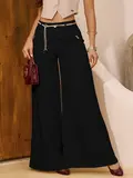 Calça Pantalona Sofisticada e Elegante com Cinto de Strass Empório Pit Bull