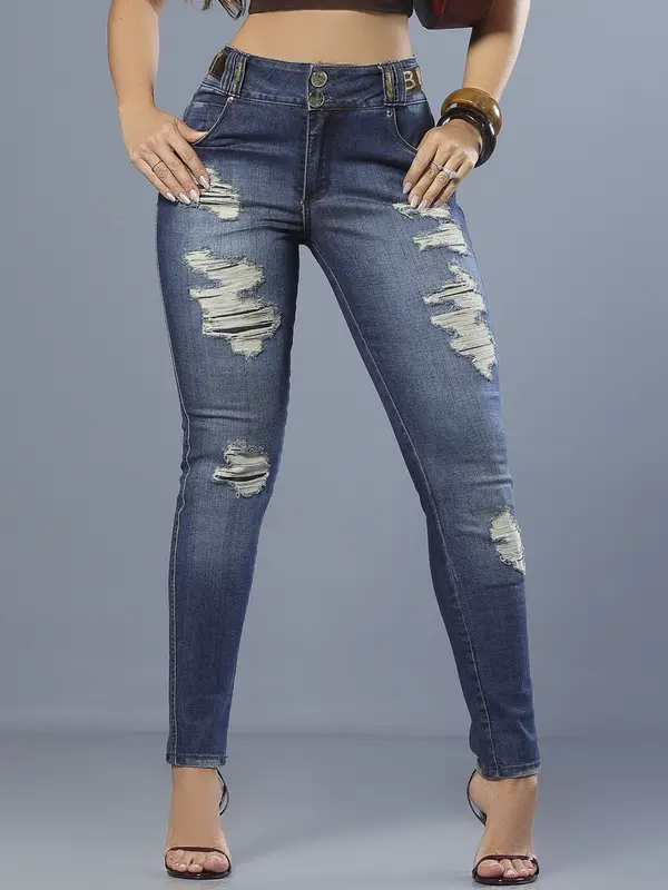 Calça Boyfriend Confortável e Sofisticada com Toque Destroyed Pit Bull Jeans