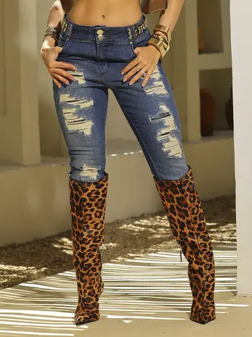 Calça Boyfriend Confortável e Sofisticada com Toque Destroyed Pit Bull Jeans