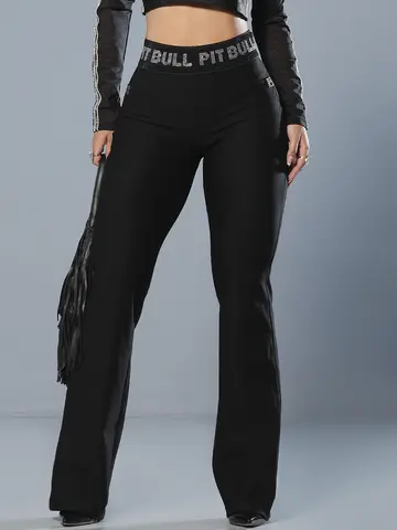 Calça Montaria Flare Preta Elegante e Estilosa com Elástico no Cós Pit Bull Jeans