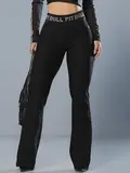 Calça Montaria Flare Preta Elegante e Estilosa com Elástico no Cós Pit Bull Jeans