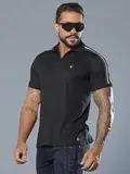 Polo Masculina Preta Elegante e Casual com Elástico nas Mangas Pit Bull Jeans