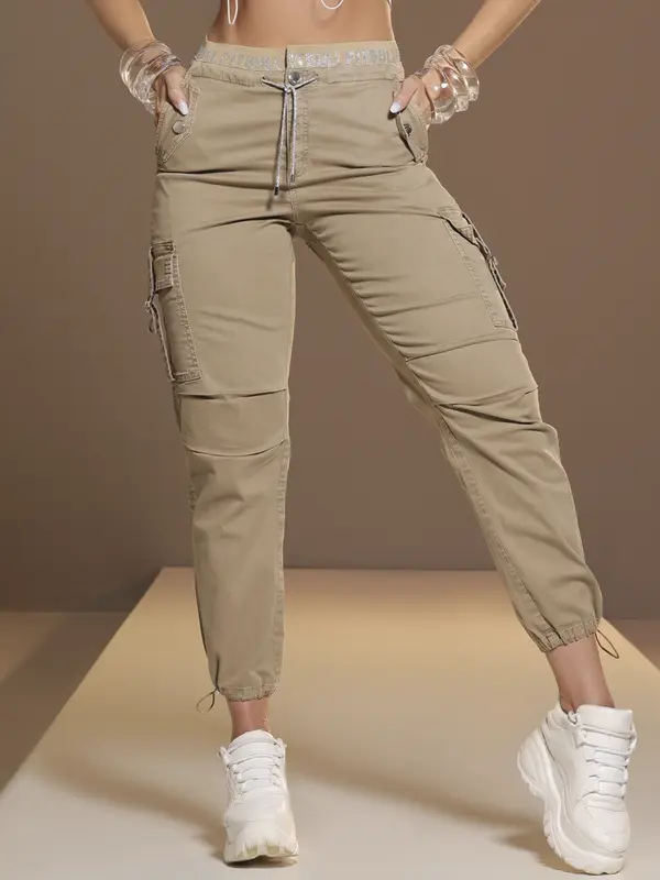 Calça Jogger Collor Estilosa com Elástico no Cós e Bolsos Cargo Pit Bull Jeans
