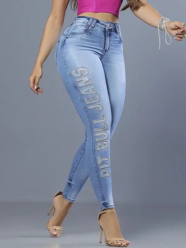 Calça Hot Pants Modeladora com Logomania Lateral Pit Bull Jeans