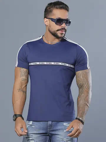 Camiseta Gola O Confortável e Casual com Elástico Personalizado Pit Bull Jeans