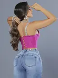 Corset Rosa Modelador e Sofisticado com Alças Personalizadas Pit Bull Jeans