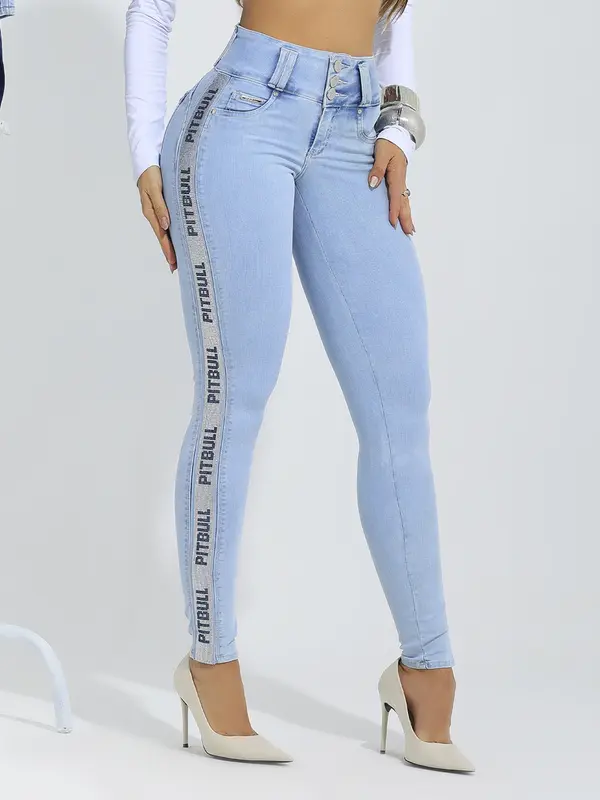 Calça Skinny Cós Largo Modeladora e Sofisticada com Elástico Lateral Pit Bull Jeans