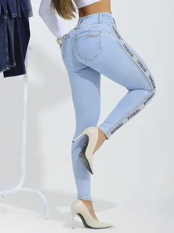Calça Skinny Cós Largo Modeladora e Sofisticada com Elástico Lateral Pit Bull Jeans