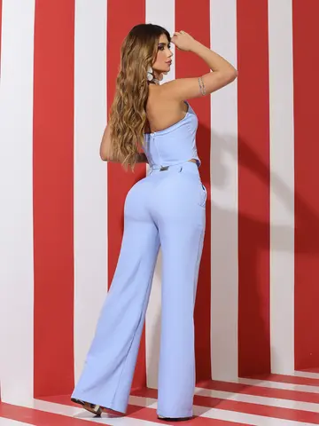 Conjunto Calça Wide Leg e Cropped Elegante com Modelagem Ajustada Empório Pit Bull