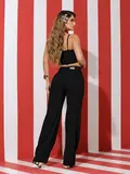 Conjunto Calça Wide Leg e Cropped Elegante e Sofisticado Empório Pit Bull