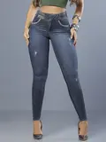 Calça Skinny Modeladora e Sofisticada com Detalhes em Strass Pit Bull Jeans