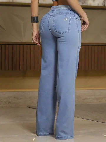 Calça Wide Leg Casual com Caimento Sofisticado e Cinto Personalizado Pit Bull Jeans