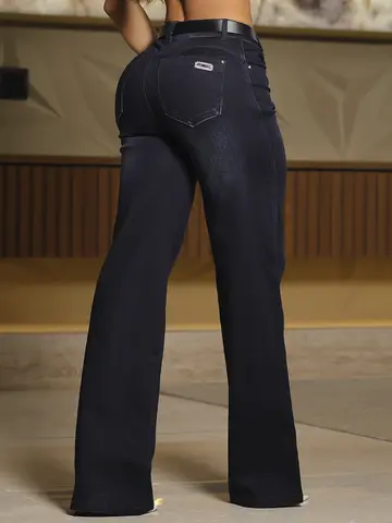 Calça Wide Leg com Caimento Impecável e Sofisticado com Cinto Pit Bull Jeans