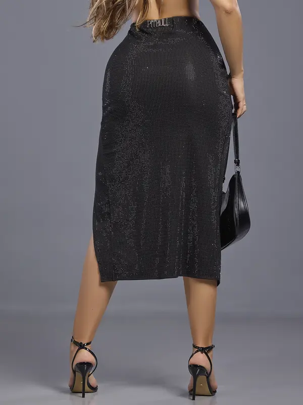 Saia Midi Sexy Conceito com Fenda Pit Bull Jeans Luxo