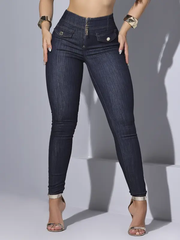 CALÇA FEMININA SKINNY CINTURA ALTA EMPINA BUMBUM DESLUMBRANTE CELEBRATION