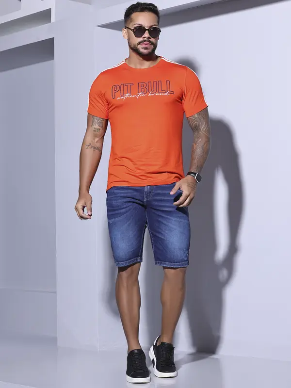 CAMISETA MASCULINA COM LOGOMANIA PIT BULL AUTÊNTICO E TENDÊNCIA