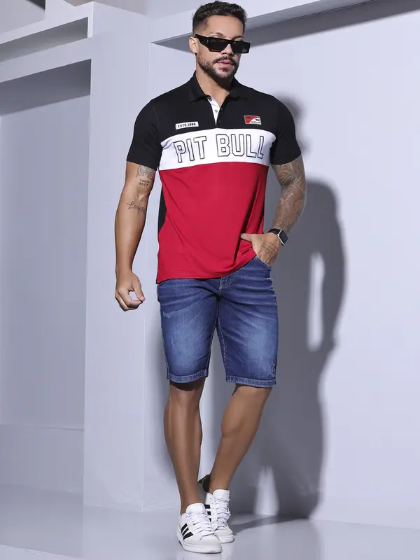 BERMUDA MASCULINA PIT BULL JEANS COM LAVADO EXCLUSIVO MODERNO