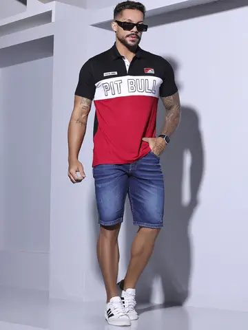 BERMUDA MASCULINA PIT BULL JEANS COM LAVADO EXCLUSIVO MODERNO