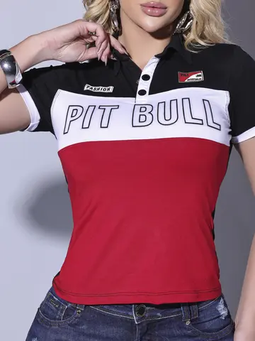 Polo Feminina Pit Bull Jeans Moderna e Sofisticada