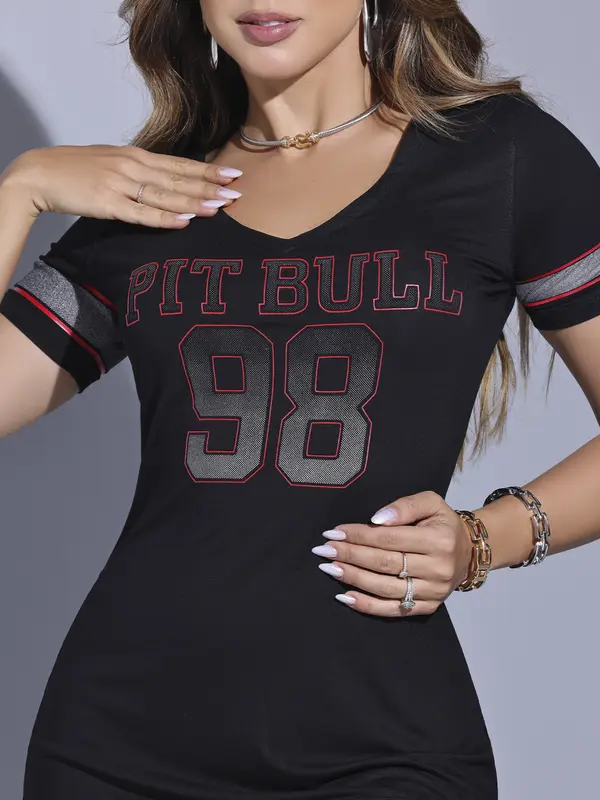 VESTIDO CURTO FEMININO PIT BULL ESTILO ESPORTIVO STREETWEAR CASUAL