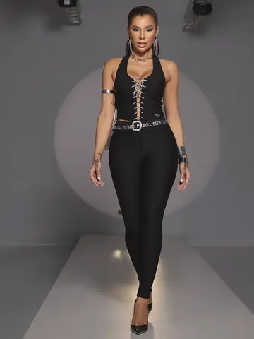 Calça Montaria Preta Super Modeladora com Cinto Pit Bull Jeans Luxo