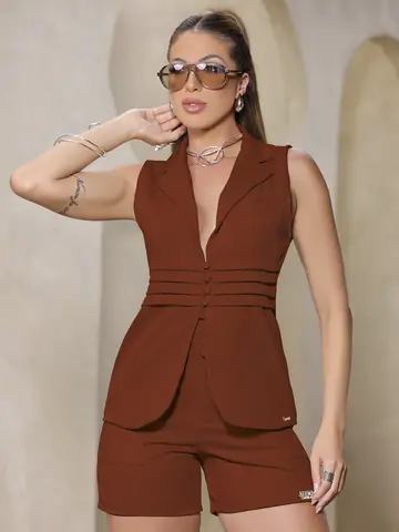 Conjunto Colete e Short Empório Pit Bull Sofisticado com Modelagem Casual