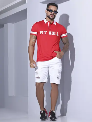 CAMISA POLO MASCULINA ELEGANTE E CONFORTÁVEL COM ESTAMPA PIT BULL