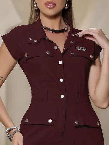 VESTIDO CAMISA CURTO FEMININO EMPÓRIO PIT BULL ESTILOSO E ELEGANTE