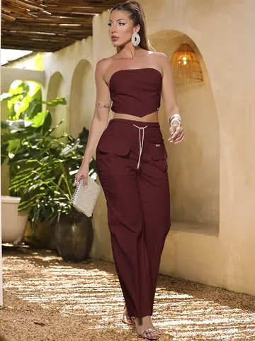 Conjunto Feminino Top e Calça Charmosa Empório Pit Bull Moda Contemporânea