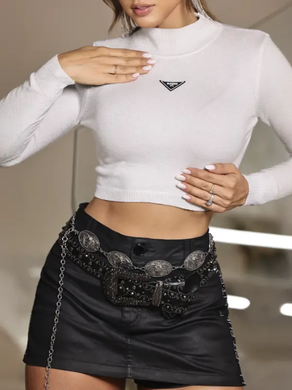 SUÉTER CROPPED EMPÓRIO PIT BULL COM GOLA ALTA ÚNICO E ELEGANTE