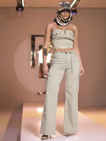 CALÇA FEMININA WIDE LEG CARGO PIT BULL JEANS VERSÁTIL E ELEGANTE