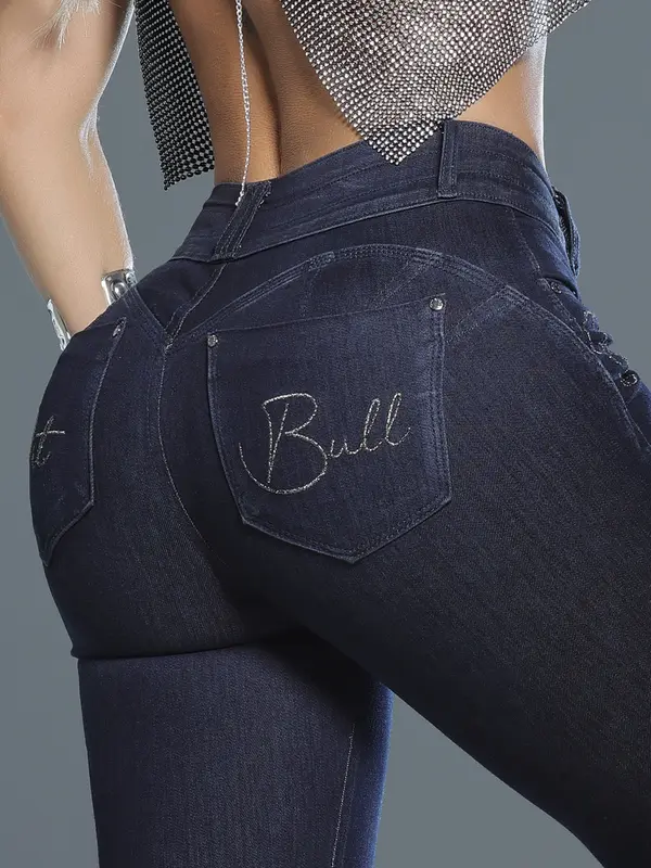CALÇA FEMININA SKINNY PIT BULL JEANS CINTURA ALTA COM CORDÃO ESTILOSA