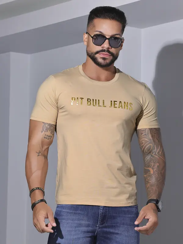 Camiseta Masculina com Logomania Pit Bull Jeans Casual e Estilosa