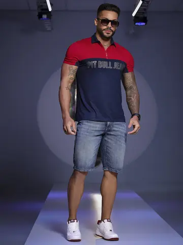 POLO MASCULINA PIT BULL JEANS COM DESIGN MODERNO E ESTILOSO