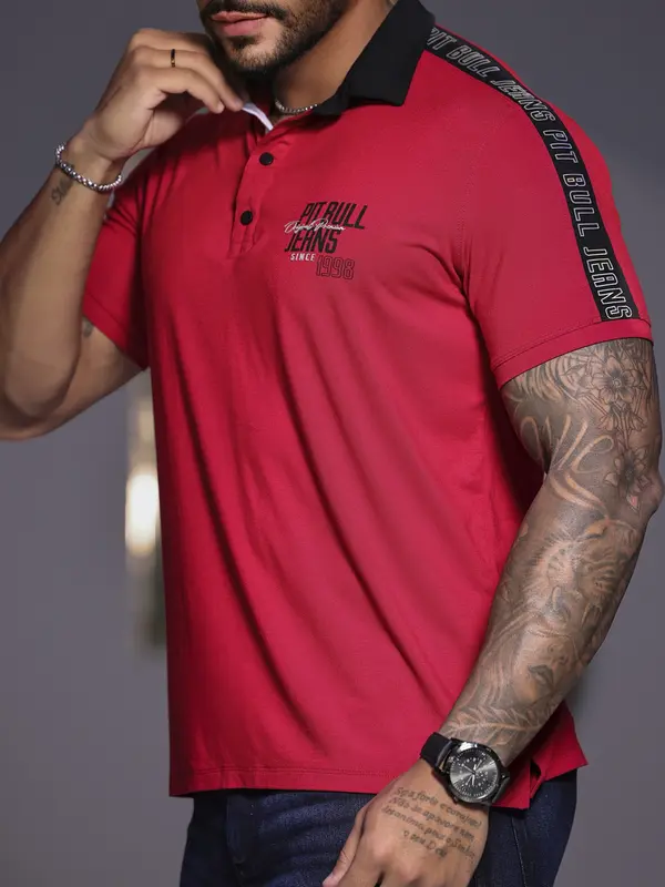 POLO MASCULINA PIT BULL JEANS ATEMPORAL COM DETALHES EXCLUSIVOS