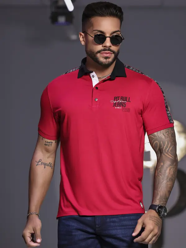 POLO MASCULINA PIT BULL JEANS ATEMPORAL COM DETALHES EXCLUSIVOS
