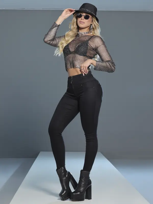 Calça Feminina Modeladora e Estilosa com Zíper Frontal Pit Bull Jeans Luxo