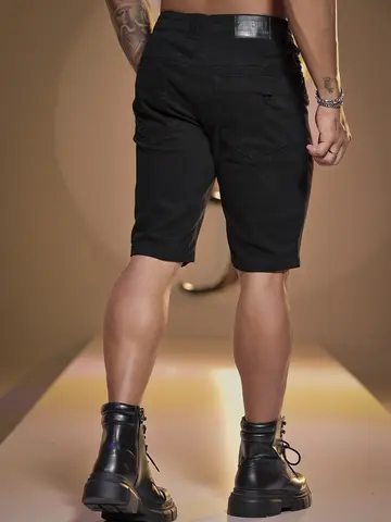 BERMUDA MASCULINA PIT BULL JEANS COM DETALHES DESTROYED E MODERNA