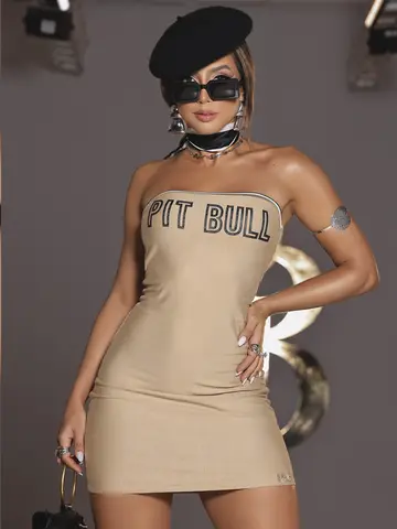 VESTIDO FEMININO SOFISTICADO PIT BULL JEANS TOMARA QUE CAIA FASHION