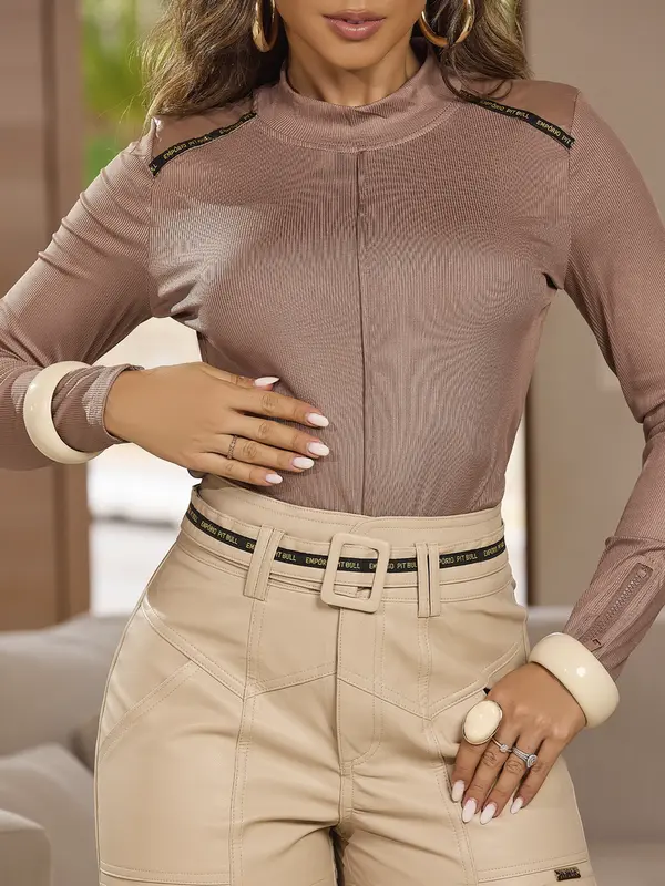 BLUSA FEMININA EMPÓRIO PIT BULL MANGA LONGA E CONFORTÁVEL COM GOLA ALTA