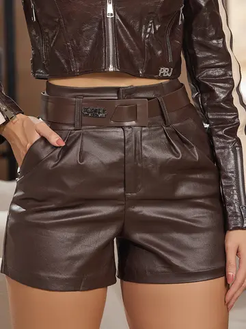 SHORT FEMININO MODERNO CINTURA ALTA COM CINTO EMPÓRIO PIT BULL