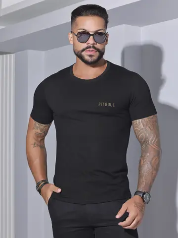 Camiseta Masculina Gola O Pit Bull Jeans Casual e Sofisticada